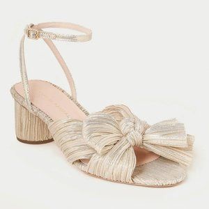 Loeffler Randall Dahlia Platinum Pleated Bow Heel (Size 8)